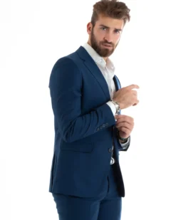 Abito uomo monopetto vestito viscosa completo giacca pantaloni blu chiaro GIOSAL-OU2433A