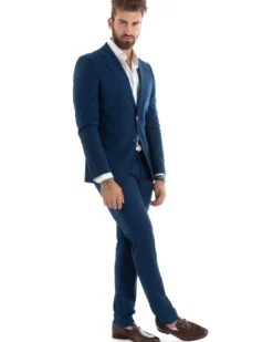 Abito uomo monopetto vestito viscosa completo giacca pantaloni blu chiaro GIOSAL-OU2433A