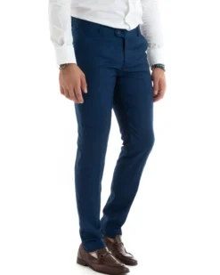 Abito uomo monopetto vestito viscosa completo giacca pantaloni blu chiaro GIOSAL-OU2433A