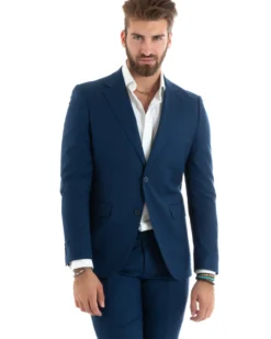 Abito uomo monopetto vestito viscosa completo giacca pantaloni blu chiaro GIOSAL-OU2433A
