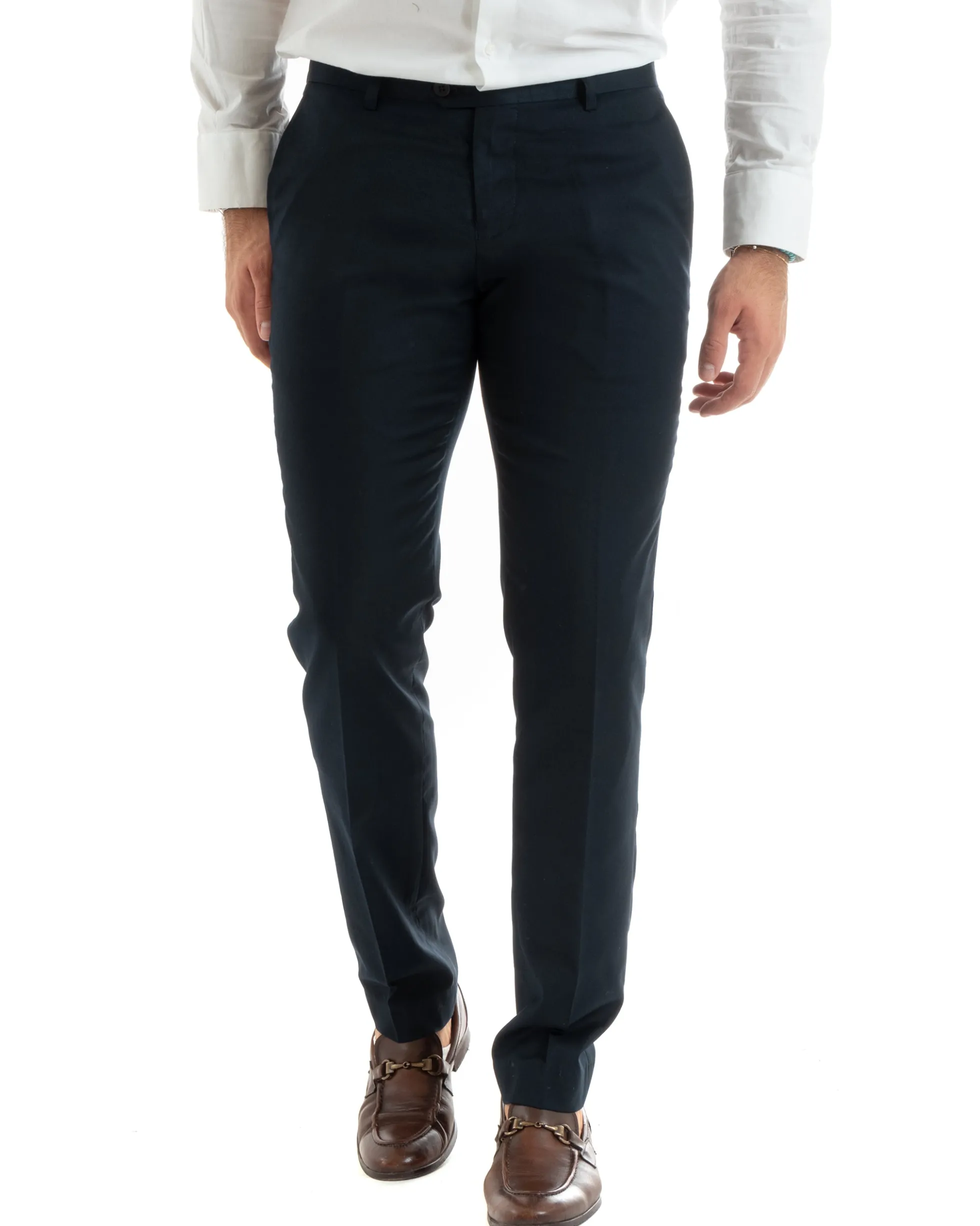 Abito uomo monopetto vestito viscosa completo giacca pantaloni blu GIOSAL-OU2430A