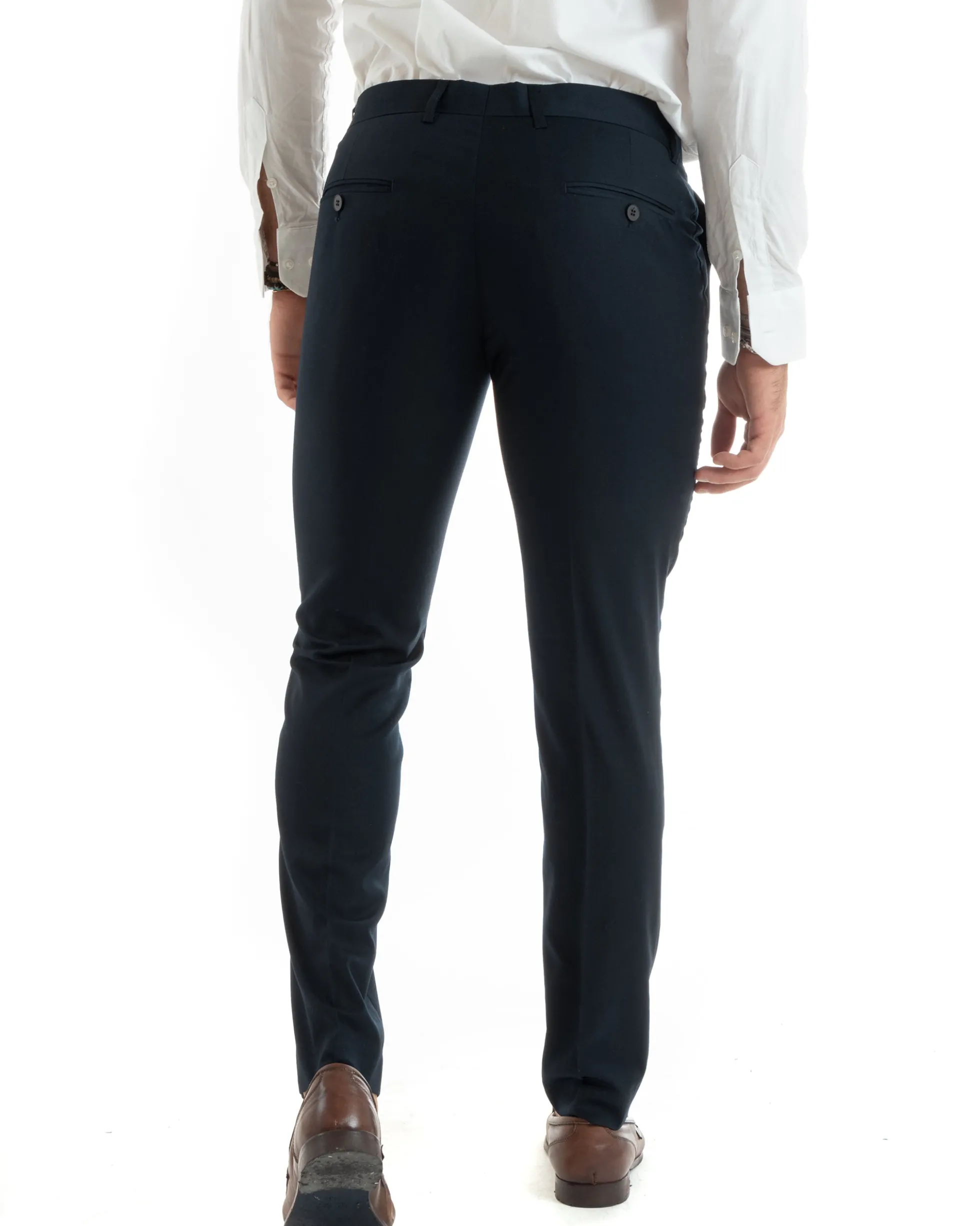 Abito uomo monopetto vestito viscosa completo giacca pantaloni blu GIOSAL-OU2430A