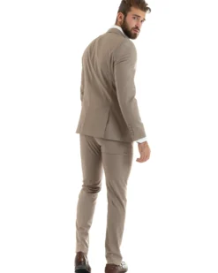 Abito uomo monopetto vestito viscosa completo giacca pantaloni beige GIOSAL-OU2432A