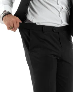 Abito uomo monopetto vestito 3 pezzi completo panciotto smoking raso nero GIOSAL-AE1098A