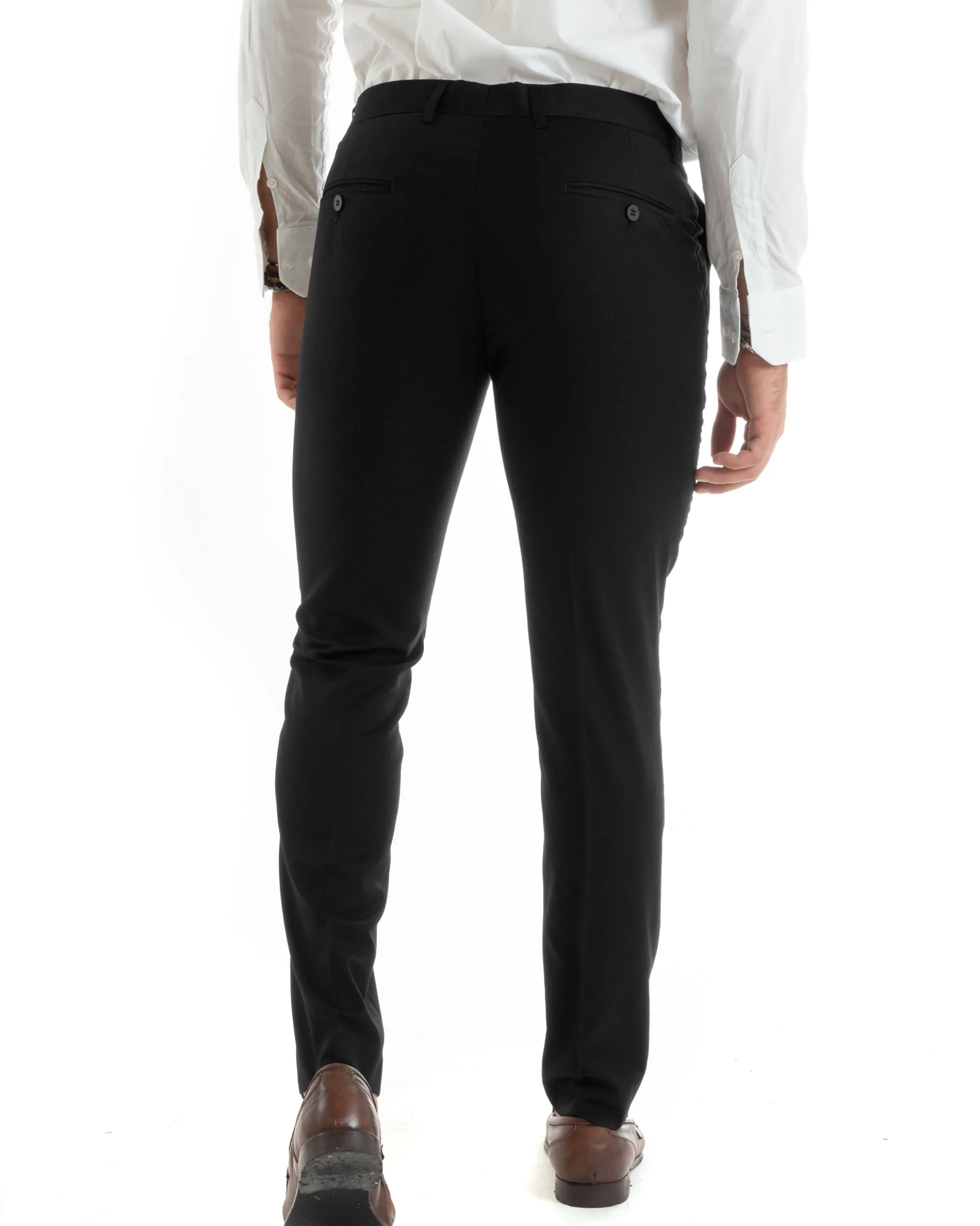 Abito uomo monopetto vestito viscosa completo giacca pantaloni nero GIOSAL-OU2431A