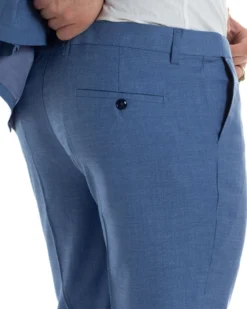 Abito Uomo Monopetto Vestito Viscosa Completo Giacca Pantaloni Blu Chiaro Melangiato AE1126A