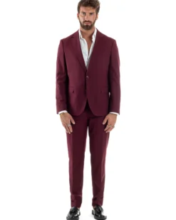 Abito uomo monopetto vestito viscosa completo giacca pantaloni bordeaux GIOSAL-AE1181A