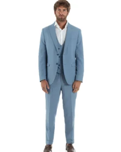 Abito Uomo Monopetto Vestito 3 Pezzi Completo Panciotto Polvere AE1160A