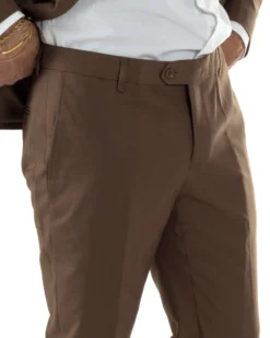 Abito uomo monopetto vestito viscosa completo giacca pantaloni marrone GIOSAL-AE1223A