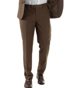 Abito uomo monopetto vestito viscosa completo giacca pantaloni marrone GIOSAL-AE1223A