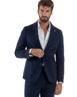 Abito Uomo Monopetto Viscosa Sartoriale Tinta Unita Blu Over-D OC1F2W5G01