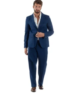 Abito Uomo Monopetto Viscosa Pantaloni Baggy Blu AE1184A