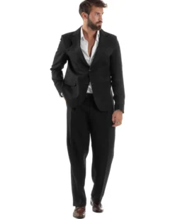 Abito Uomo Monopetto Viscosa Pantaloni Baggy Nero AE1186A