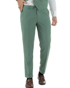 Abito uomo vestito monopetto 3 pezzi panciotto bottoni oro verde salvia GIOSAL-AE1225A