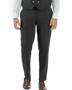 Abito uomo vestito monopetto 3 pezzi panciotto bottoni oro nero GIOSAL-AE1228A