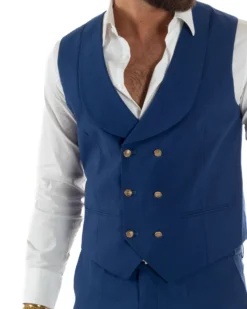 Abito uomo vestito monopetto 3 pezzi panciotto bottoni oro blu royal GIOSAL-AE1227A