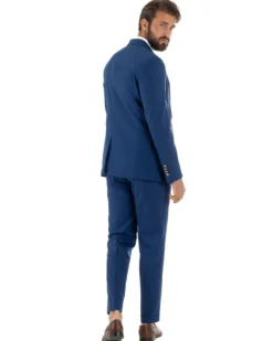 Abito uomo vestito monopetto 3 pezzi panciotto bottoni oro blu royal GIOSAL-AE1227A