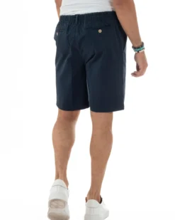 Bermuda Chino Cotone Raso Tasche America Basic Blu PC2022A