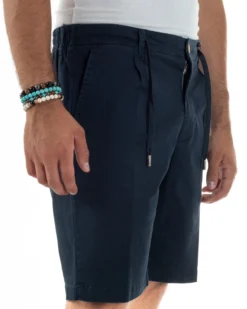 Bermuda Chino Cotone Raso Tasche America Basic Blu PC2022A