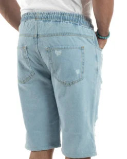 Bermuda jeans uomo pantalaccio rotture regular fit denim chiaro GIOSAL-PC1989A