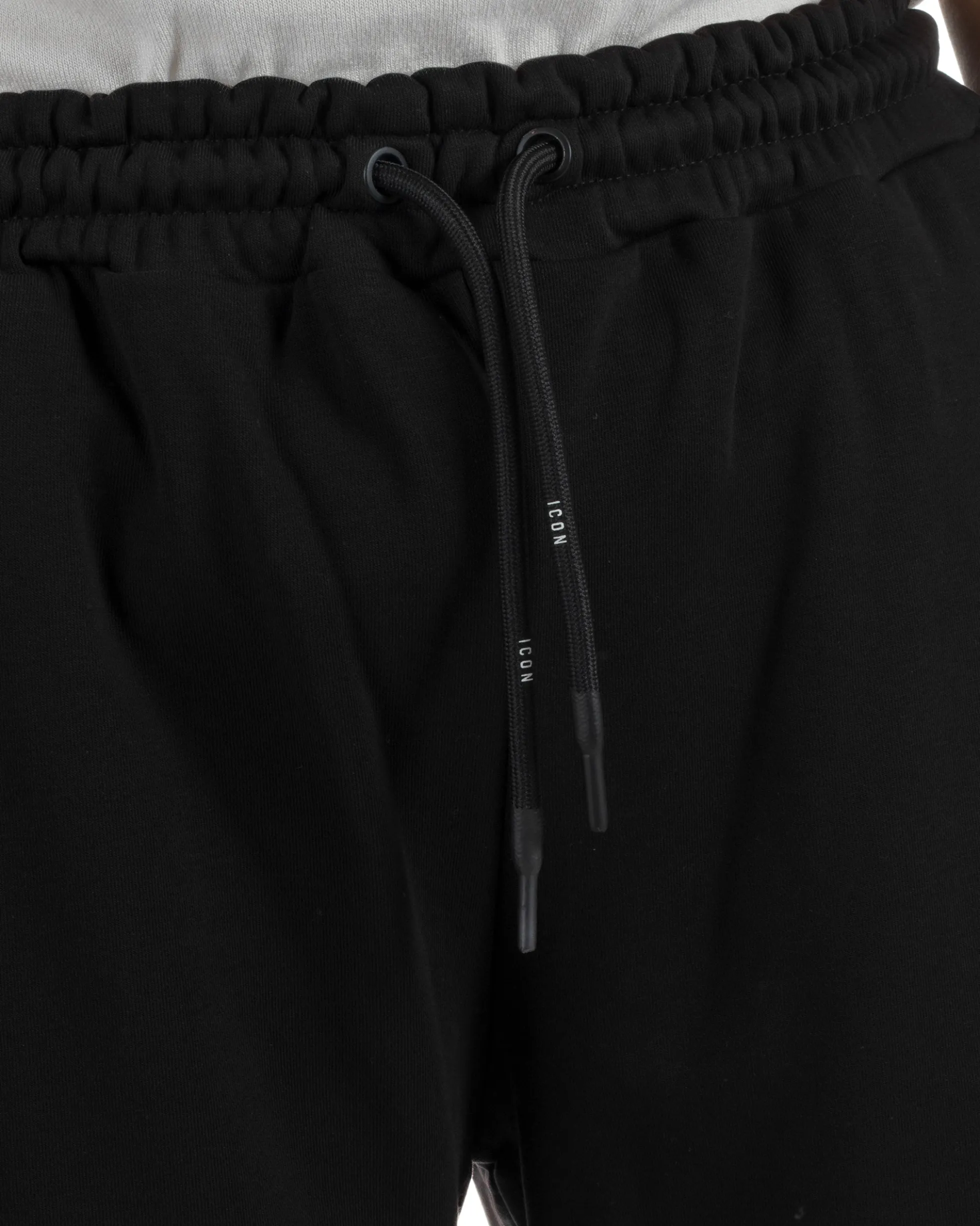 Bermuda pantaloncini uomo coulisse relaxed fit logo streetwear nero ICON-IUB001