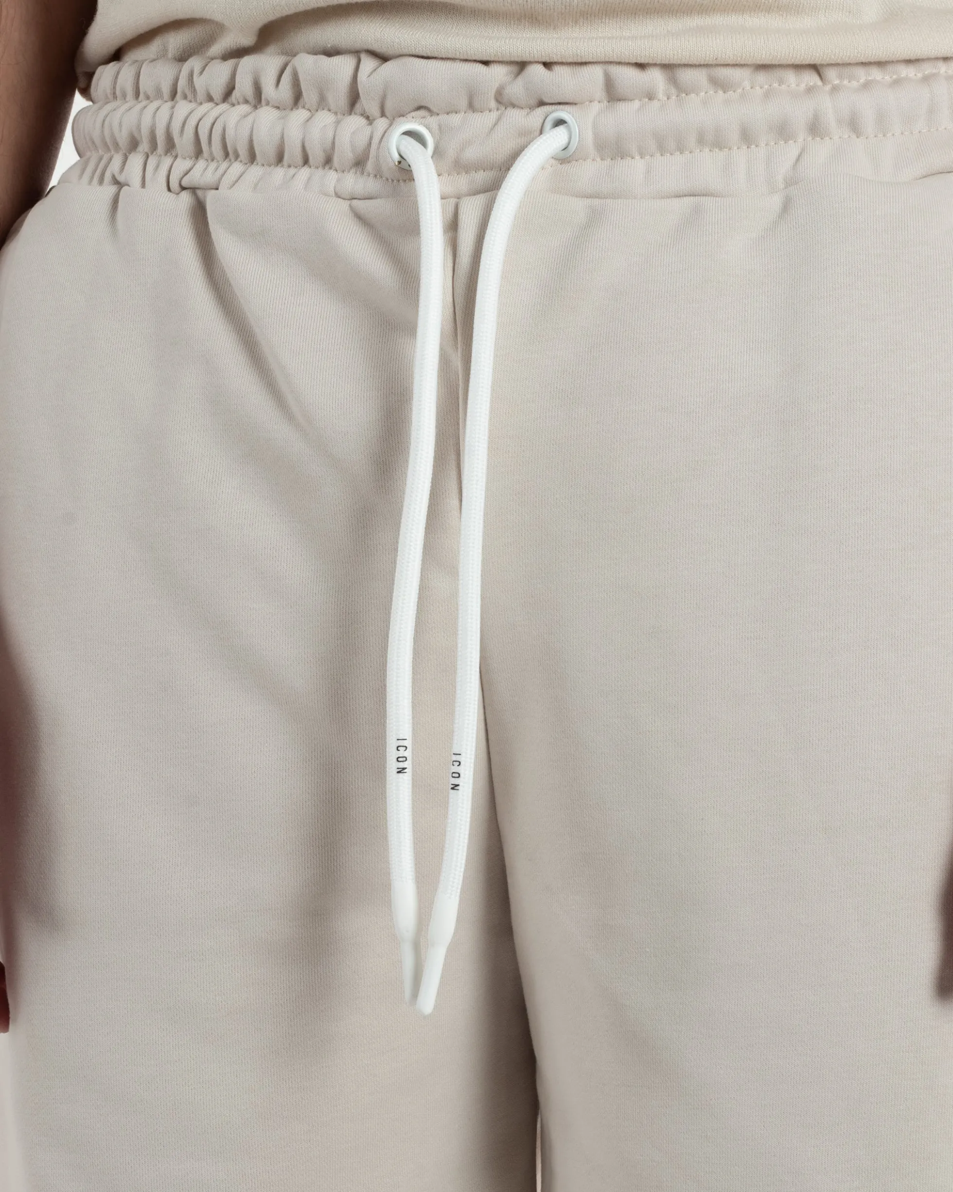Bermuda pantaloncini uomo coulisse relaxed fit logo streetwear beige ICON-IUB001