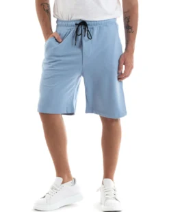 Bermuda Pantaloncini Uomo Corti Cotone Basic Pantalaccio Tinta Unita Polvere GIOSAL-PC1936A