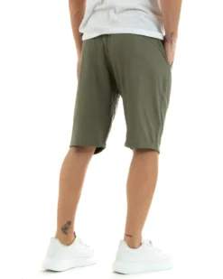 Bermuda Pantaloncini Uomo Corti Lino Pantalaccio Basic Verde GIOSAL-PC1924A