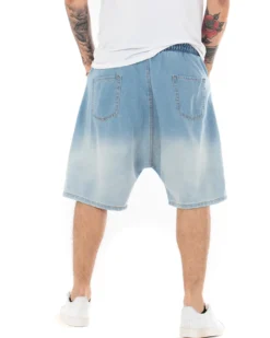 Bermuda Pantaloncini Uomo Corti Jeans Sfumato Chiaro Rotture Denim Bicolore GIOSAL-PC1847A