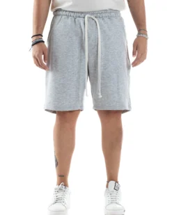 Bermuda Tuta Cotone Coulisse Regular Fit Basic Grigio PC2031A