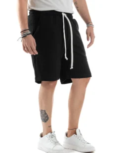 Bermuda Tuta Cotone Coulisse Regular Fit Basic Nero PC2030A