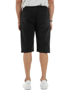 Bermuda uomo cotone pantaloncini coulisse jeans basic nero GIOSAL-PC2009A