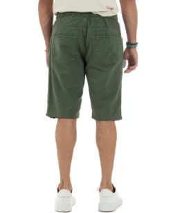 Bermuda uomo cotone pantaloncini coulisse rotture jeans verde GIOSAL-PC2001A