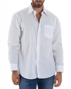 Camicia Classica Uomo Basic Cotone Regular Fit Bianco C2986A
