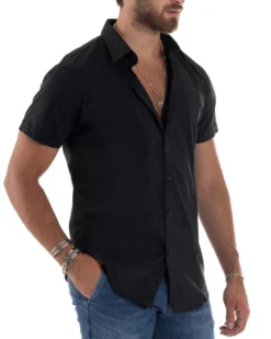 Camicia Maniche Corte Basic Collo Francese CC1217A