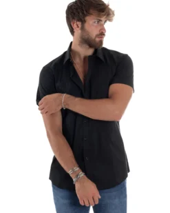 Camicia Maniche Corte Basic Collo Francese CC1217A