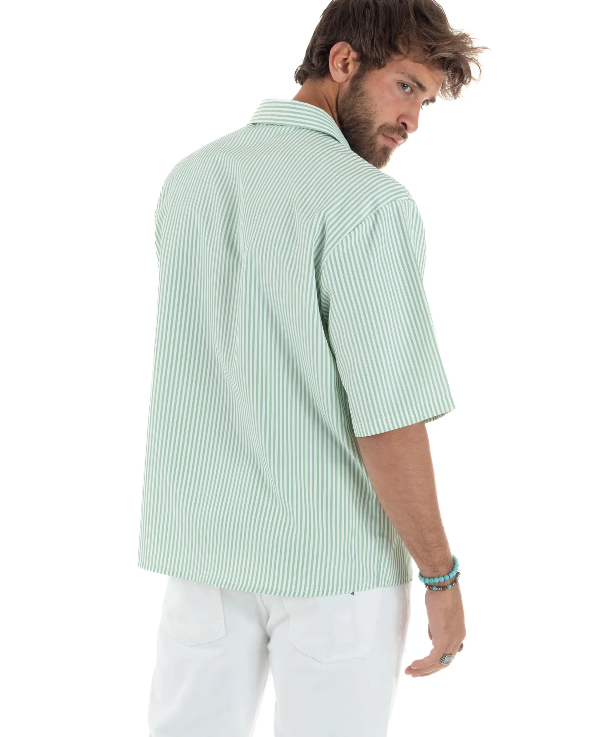 Camicia Maniche Corte Rigata Viscosa CC1216A