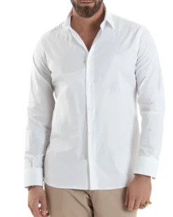 Camicia Uomo Con Colletto Francese Cotone Basic Sartoriale Slim Fit Bianco C2944A