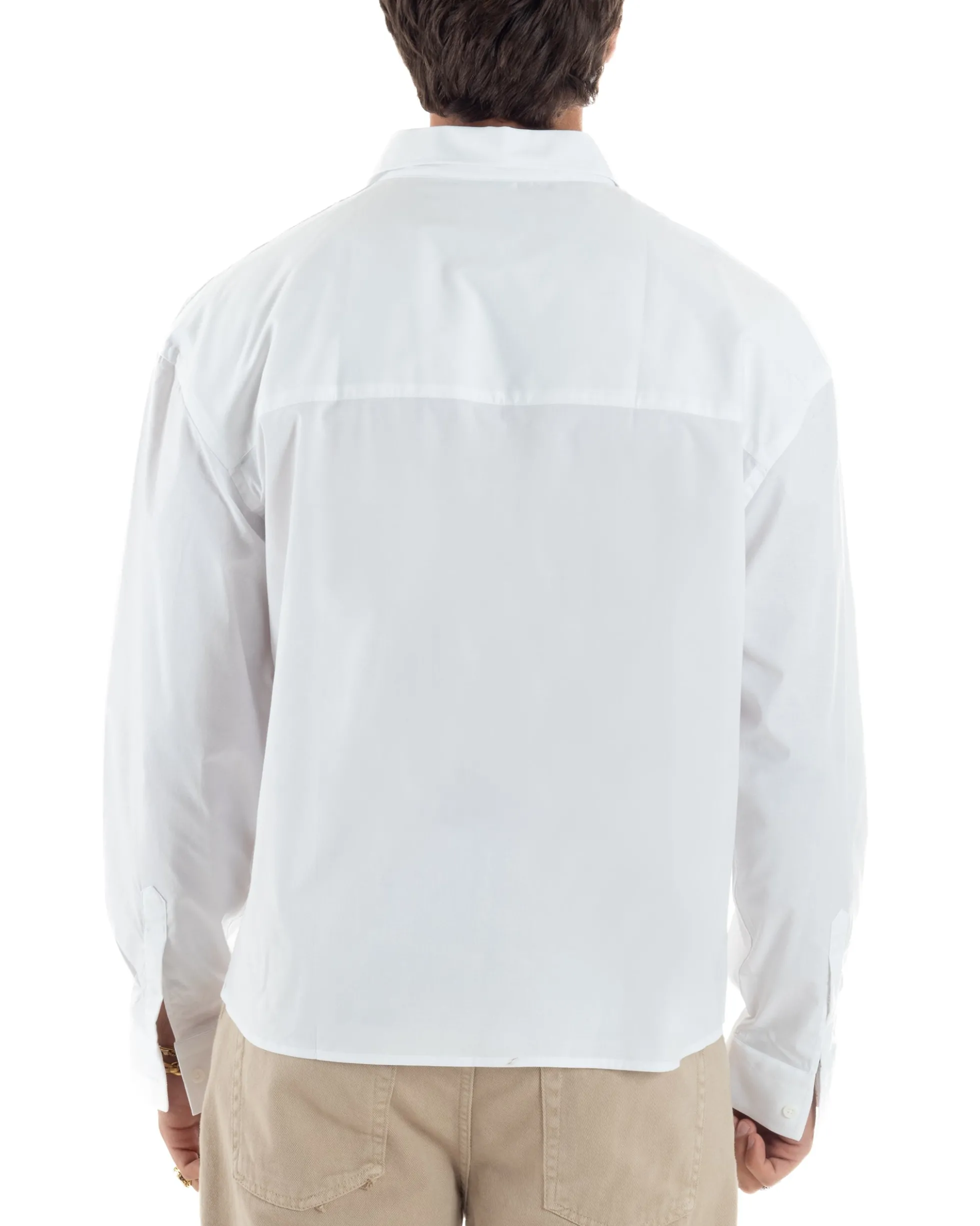 Camicia Uomo Crop Cotone Boxy Fit Bianco C2966A