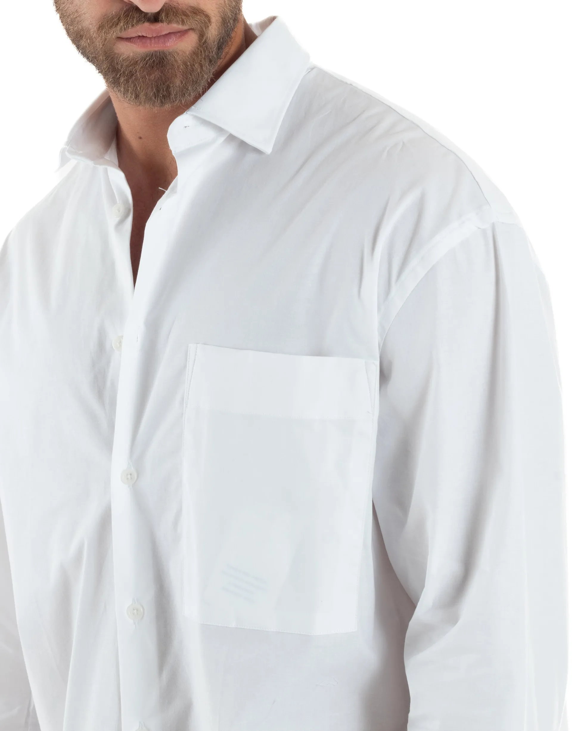 Camicia Uomo Crop Cotone Boxy Fit Bianco C2966A