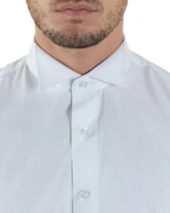Camicia Uomo Da Smoking Collo Diplomatico Slim Fit Basic Bianco C2951A