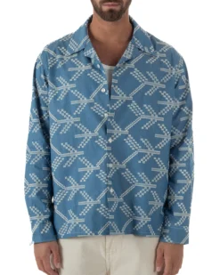 Camicia uomo ricamata allover colletto denim BERNA M-261369