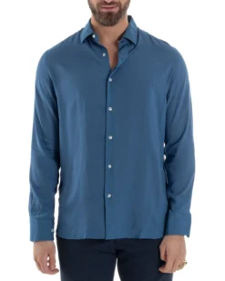 Camicia Uomo Viscosa Morbida Collo Francese Sartoriale Relaxed Fit Ottanio C2927A