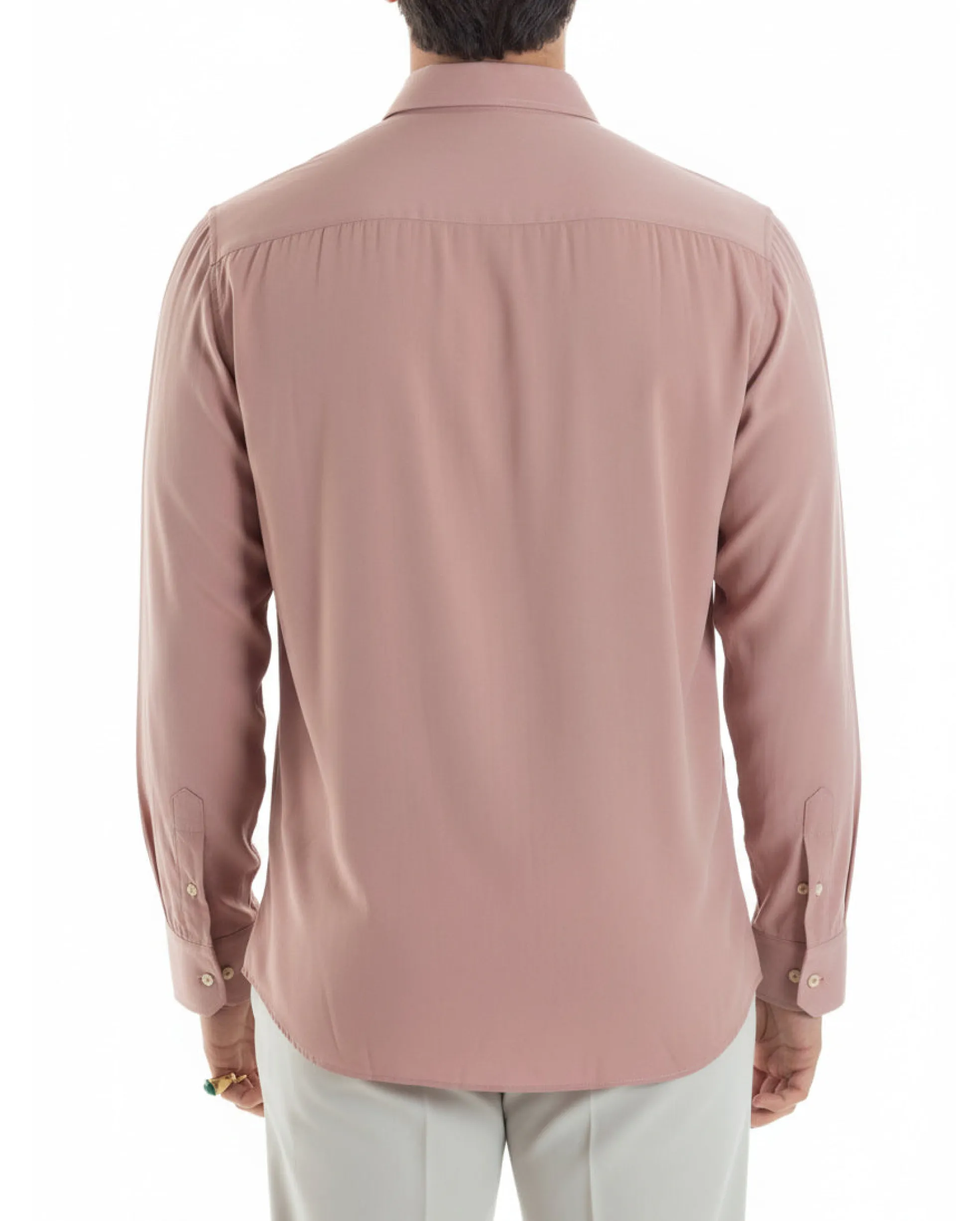 Camicia uomo viscosa morbida collo francese sartoriale relaxed fit rosa GIOSAL-C3065A