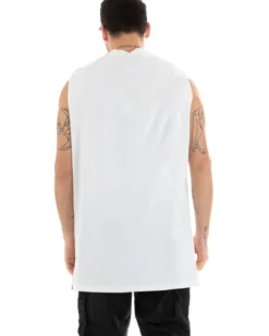 Canotta Uomo Basic Giromanica Lunga Casual Tinta Unita Bianca Girocollo GIOSAL-CN1076A
