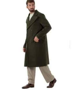 Cappotto Doppiopetto Uomo Oversize Giaccone Lungo Revers Ampi Verde CO1095A