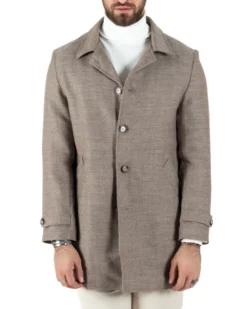 Cappotto Giacca Monopetto Uomo Con Colletto Giaccone Tortora Giubbotto Baronetto Casual Elegante GIOSAL-CO1033A