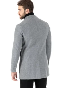 Cappotto Monopetto Uomo Giacca Colletto Rever Giaccone Tinta Unita Grigio Baronetto Elegante GIOSAL-CO1003A