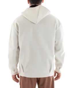 Cappotto Uomo Camoscio Giubbotto Con Cappuccio Giacca Calda Con Zip Tinta Unita Panna Casual GIOSAL-G2948A