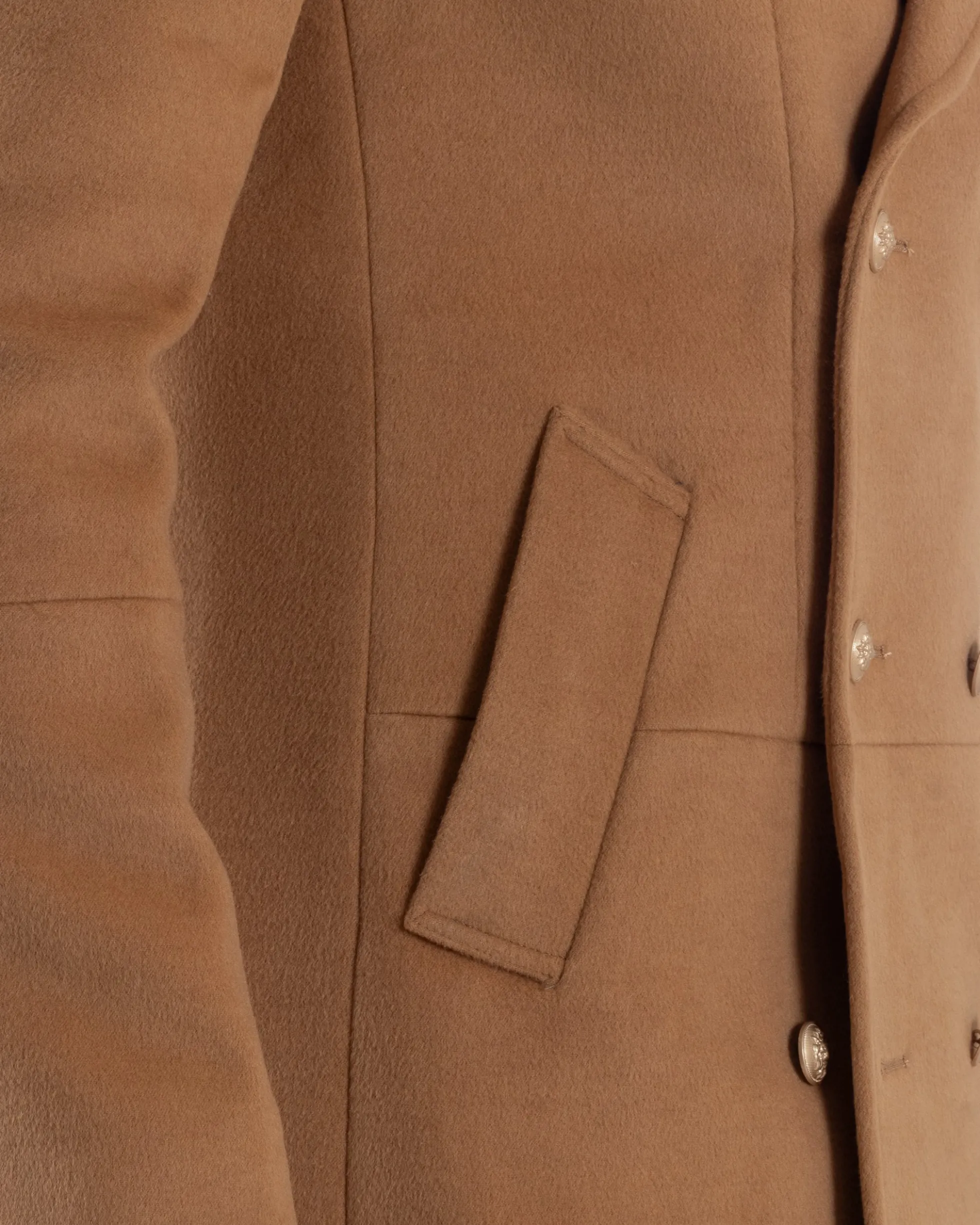 Cappotto Uomo Doppiopetto Lungo Revers A Lancia Tessuto Panno Bottoni Oro Camel CO1080A